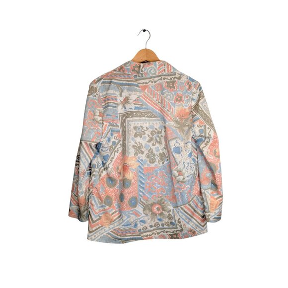 Block Island Petites Womens 8P Vintage 90s Blazer Jacket Padded Shoulder Linen B - Picture 4 of 9